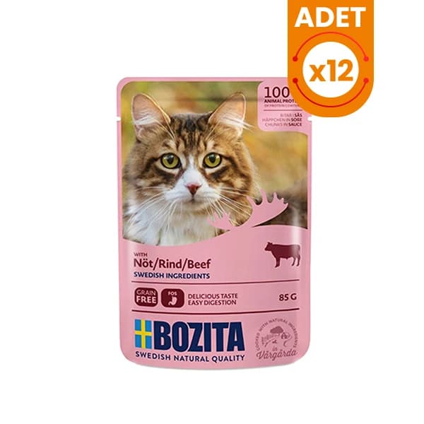 Bozita Pouch Sığır Etli Tahilsiz Yetişkin Konserve Kedi Maması