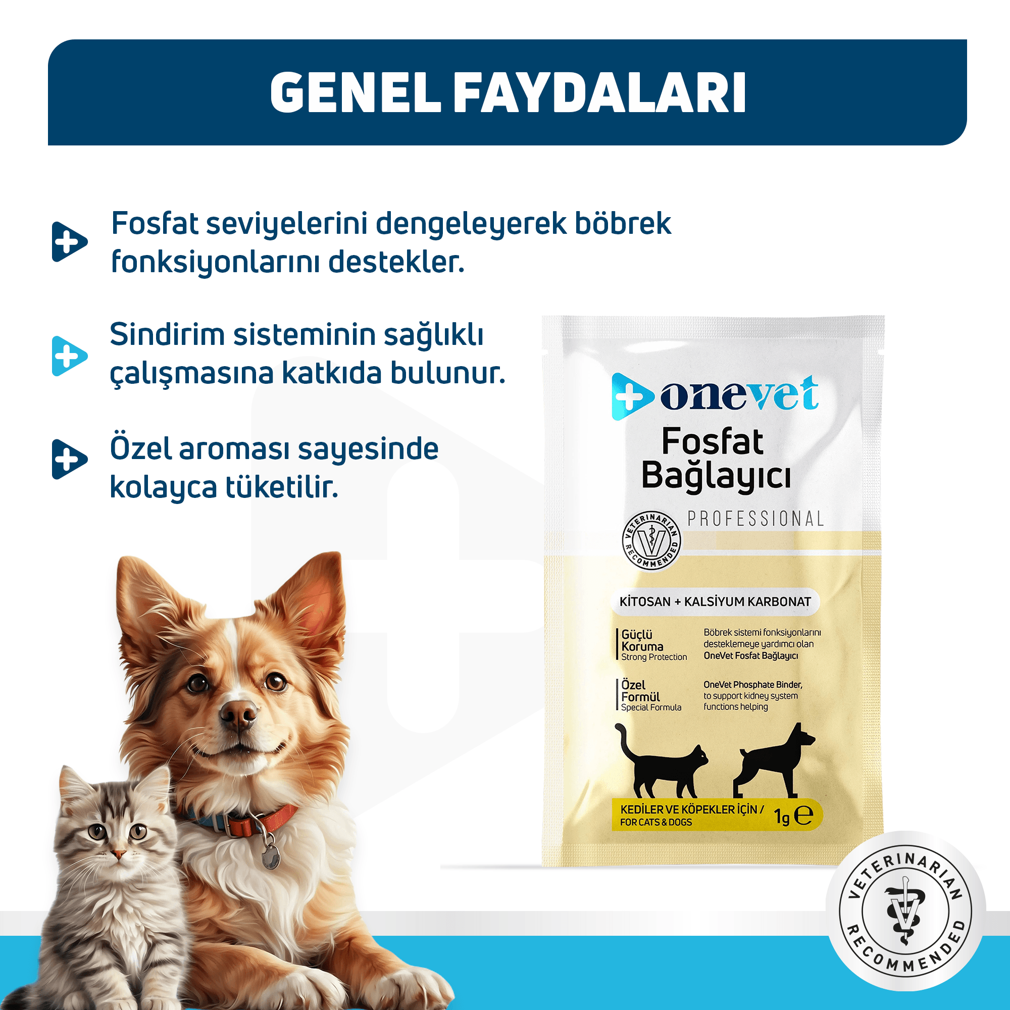 OneVet Fosfat Bağlayıcı Kedi ve Köpekler İçin Böbrek Sağlığı Destekleyici Saşe