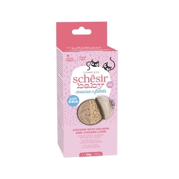 Schesir Grain-Free Kitten Chicken, Salmon & Liver Chunks Pâté Wet