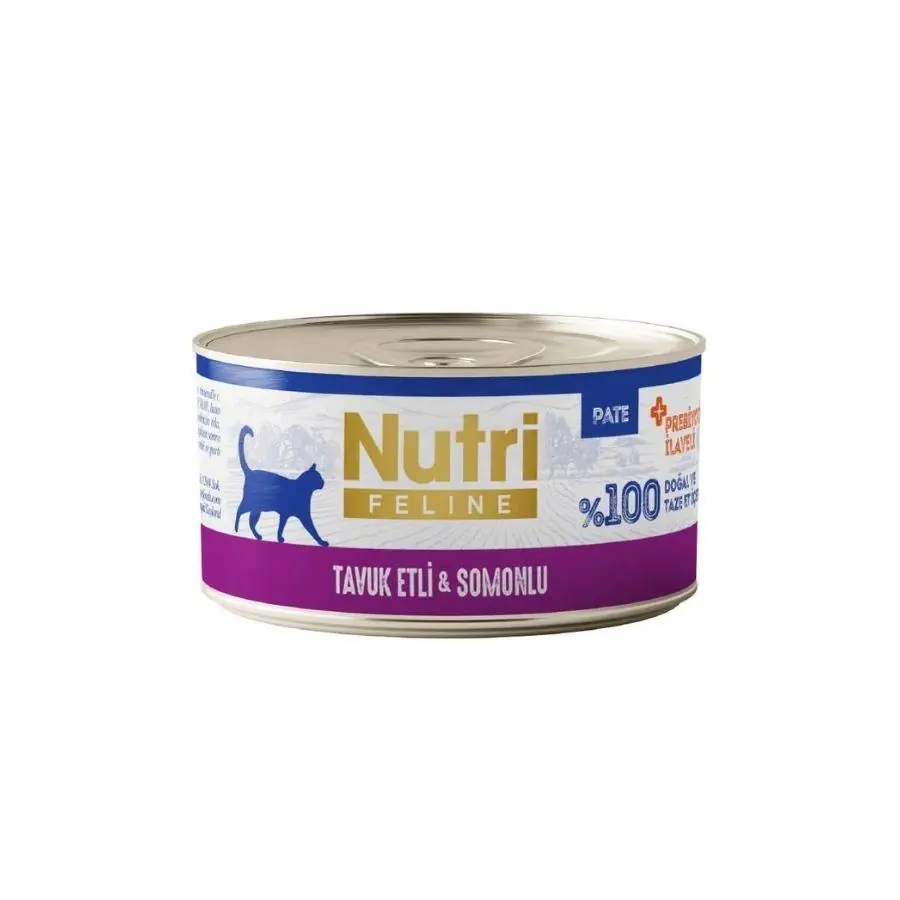 Nutri Feline Tavuk Etli ve Somonlu Tahılsız Yetişkin Kedi Konservesi