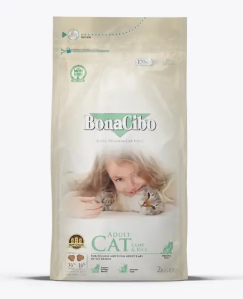 BonaCibo Kuzu Etli ve Pirinçli Yetişkin Kedi Maması