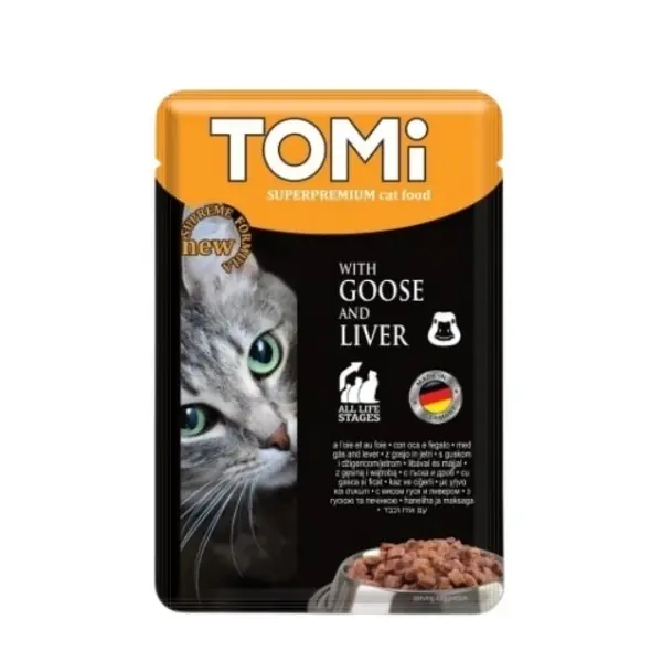 Tomi Kaz Eti ve Ciğerli Pouch Yetişkin Konserve Kedi Maması