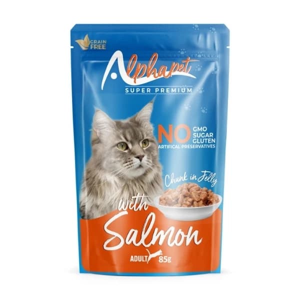 Alphapet Adult Salmon Chunks in Jelly Pouch