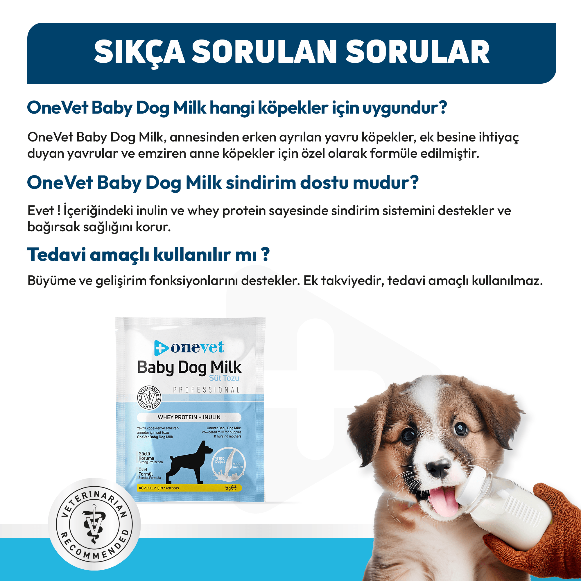 OneVet Baby Dolg Milk Sindirim ve Büyüme Destekleyici Yavru ve Anne Köpek Süt Tozu