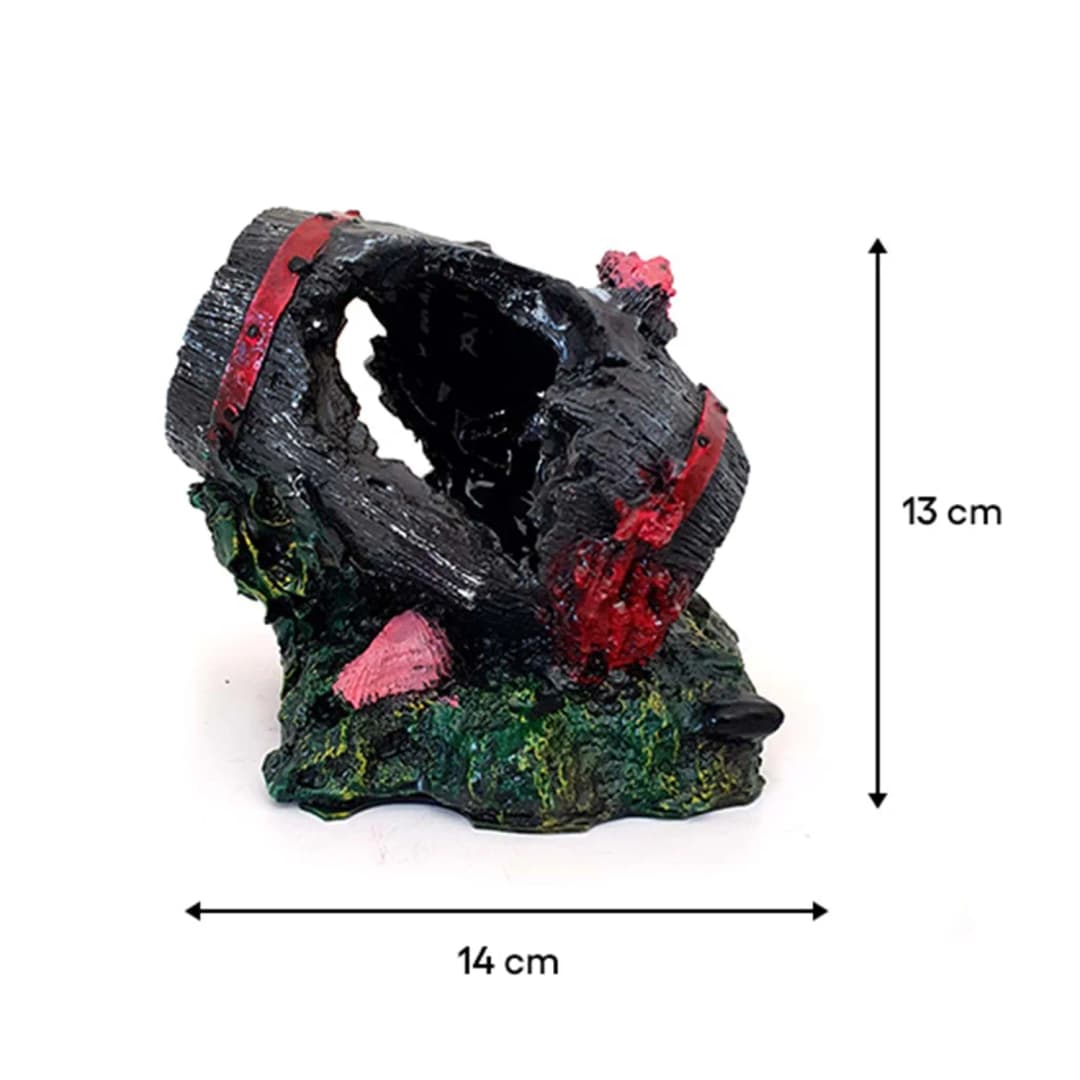 Bonisa Mercanlı Fıçı Akvaryum Dekoru 14 x 13 Cm