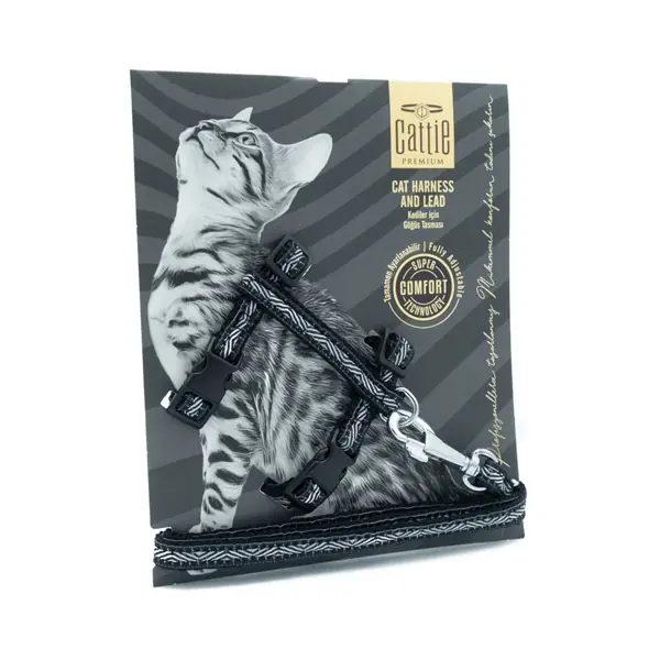 Cattie Desenli Kedi Göğüs ve Gezdirme Tasma Aparatı