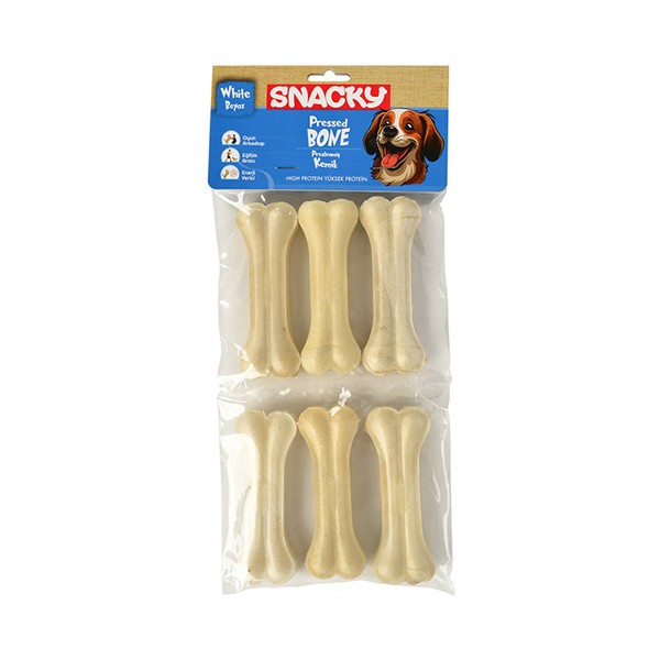 Snacky Beyaz Preslenmiş Yüksek Proteinli Köpek Çiğneme Kemiği