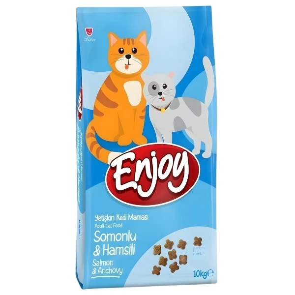 Enjoy Somonlu ve Hamsili Yetişkin Kedi Maması - 10 Kg