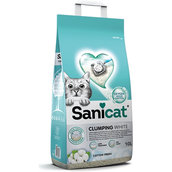 Sanicat Clumping White Cotton Oksijen Kontrol Topaklanan Kedi Kumu