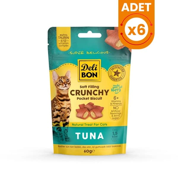 Delibon Chrunchy İçi Dolgulu Tuna Balıklı Kedi Ödül Bisküvisi