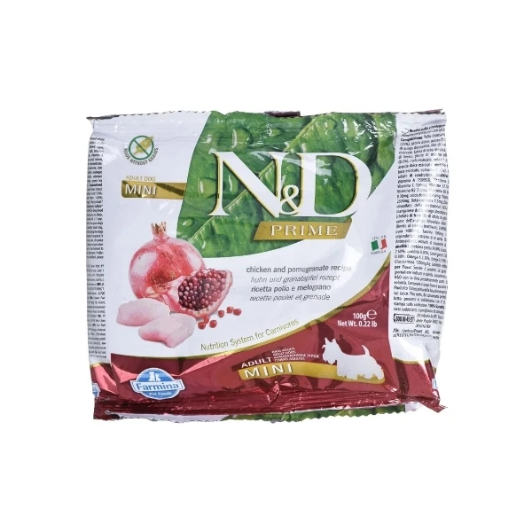 N&D Prime Mini Tavuk ve Narlı Küçük Irk Yetişkin Köpek Maması - 100 Gr