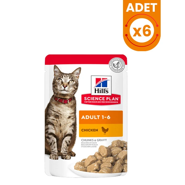 Hills Adult Tavuklu Pouch Yetişkin Konserve Kedi Maması - 85 Gr 6 Adet