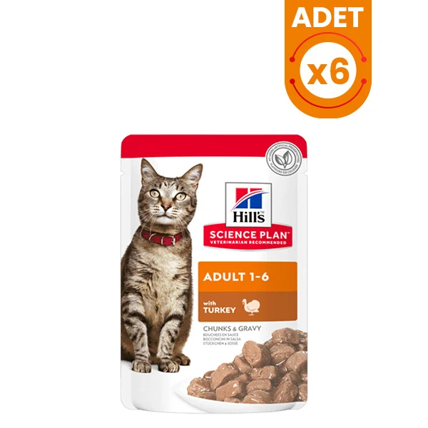 Hills Adult Hindili Pouch Yetişkin Konserve Kedi Maması - 85 Gr 6 Adet