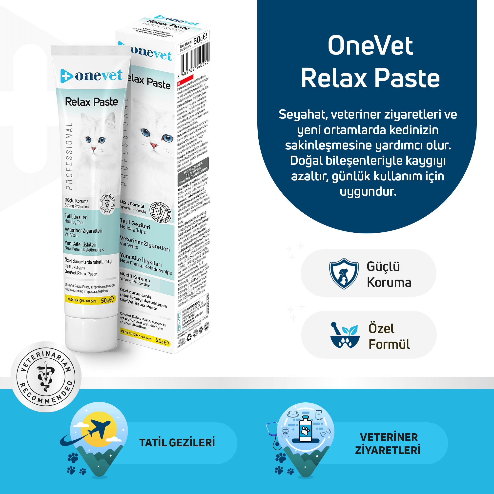 OneVet Relax Paste Stres Ve Anksiyete Azaltıcı Kedi Maltı