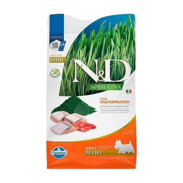 N&D Spirulina Ringa Balıklı Mini Irk Yetişkin Köpek Maması - 2 Kg