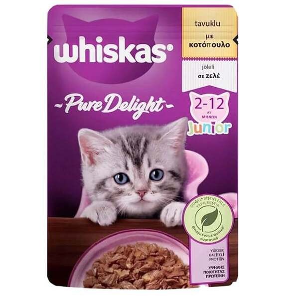 Whiskas Pouch Pure Delight Jöle İçerisinde Tavuklu Yavru Kedi Konservesi