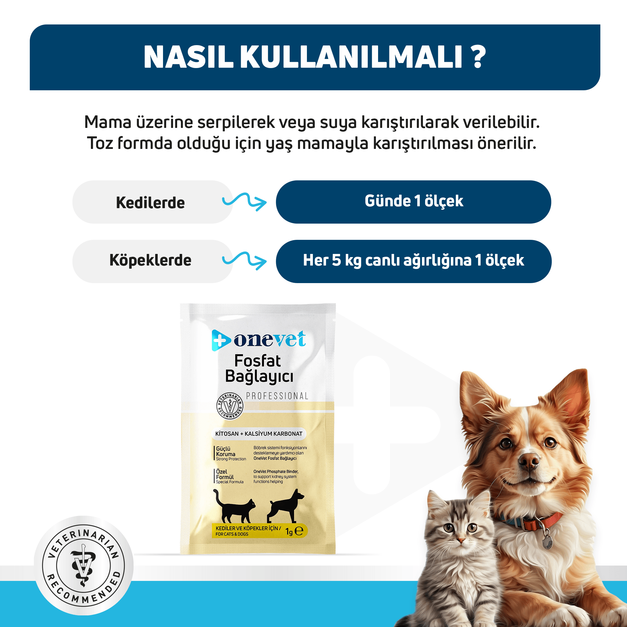 OneVet Fosfat Bağlayıcı Kedi ve Köpekler İçin Böbrek Sağlığı Destekleyici Saşe