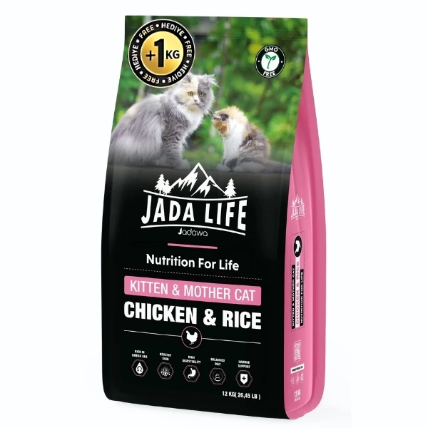 Jadawa Jada Life Premium Kitten & Mother Tavuklu Yavru ve Anne Kedi Maması - 12 Kg+1 Kg Hediyeli