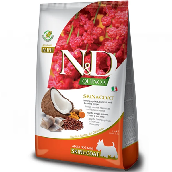 N&D Quinoa Skin Coat Ringa Balıklı Mini Yetişkin Köpek Maması - 2.5 Kg