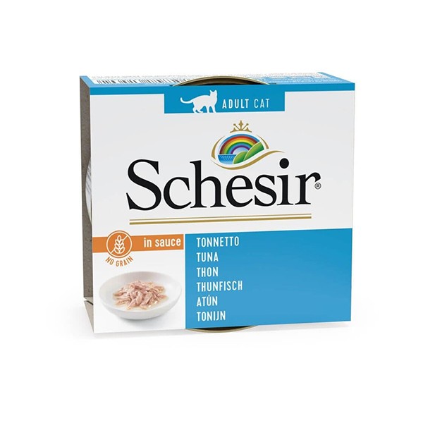 Schesir Broth Naturel Sauce Çipura ve Ton Balıklı Yetişkin Konserve Kedi Maması