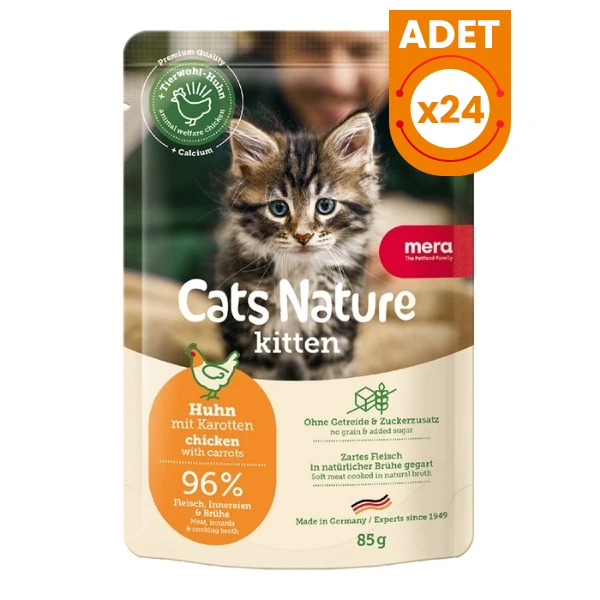 Mera Cats Nature Kitten Tavuklu Pouch Yavru Konserve Kedi Maması - 24 Adet 85 Gr
