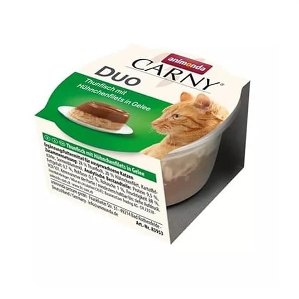 Animonda Carny Duo Ton Balıklı ve Tavuklu Jöleli Yetişkin Konserve Kedi Maması {'id': 'fd5ddb18-dc9c-40f5-9960-005b41ba3171', 'name': '70 Gr', 'colorCode': '', 'thumbnailImageId': '', 'variantTypeId': '18945b6d-6d24-4c6b-a056-22c5c19d018f'} {'id': '30fa0a31-6f9e-4493-9a43-54de0e9ca7c4', 'name': '6 Adet', 'colorCode': '', 'thumbnailImageId': '', 'variantTypeId': '9fdea2e5-dd25-4cce-b6e6-eaf819769ee6'}