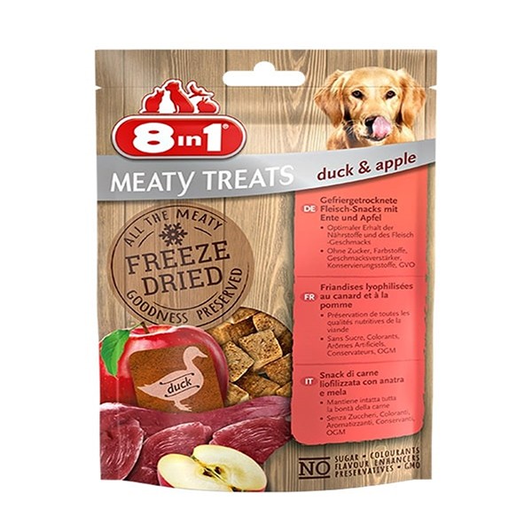 8in1 Freeze Dried Tahılsız Kurutulmuş Ördek ve Elmalı Köpek Ödül Maması