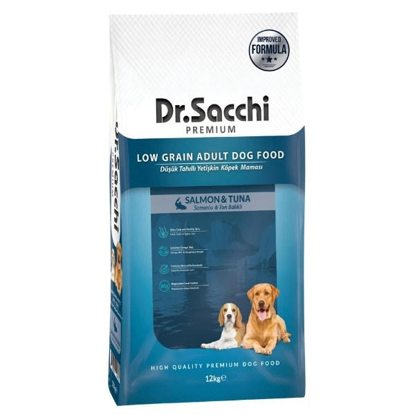 Dr.Sacchi Premium Somonlu ve Ton Balıklı Düşük Tahıllı Yetişkin Köpek Maması