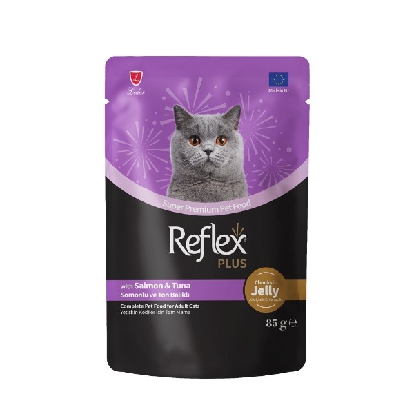 Reflex Plus Jöle İçinde Somonlu ve Ton Balıklı Pouch Yetişkin Konserve Kedi Maması