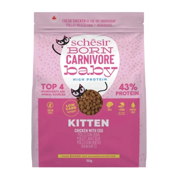 Schesir Born Carnivore Baby Tavuklu ve Yumurtalı Yavru Kedi Maması - 255 Gr