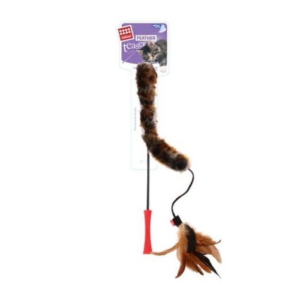 Gigwi Feather Teaser Kuyruklu Doğal Tüylü Kedi Oltası Oyuncağı