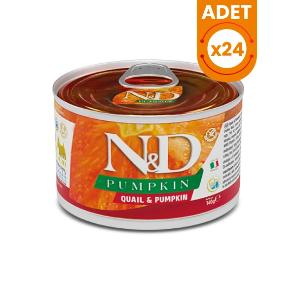 N&D Pumpkin Bıldırcın ve Balkabaklı Mini Irk Konserve Yaş Köpek Maması - 24 Adet 140 Gr
