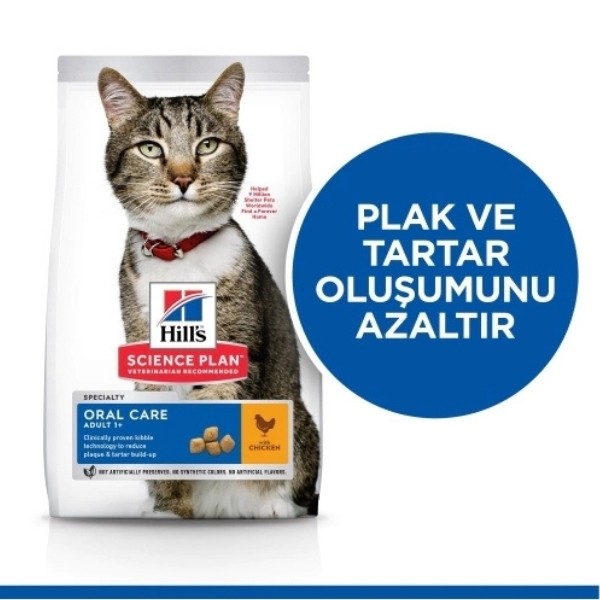 Hills Oral Care Tavuklu Ağız ve Diş Sağlığı için Yetişkin Kedi Maması