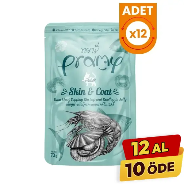 Pramy Jöle İçinde Karidesli Deniz Taraklı ve Ton Balıklı Pouch Yetişkin Konserve Kedi Maması