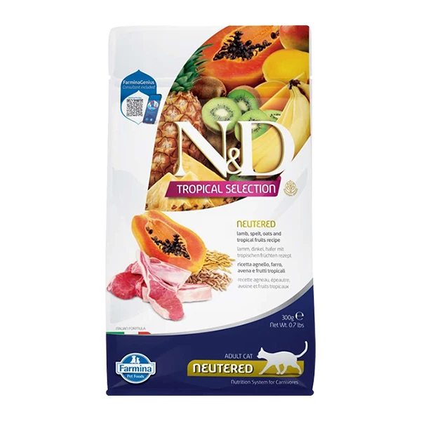 N&D Tropical Selection Sterilised Kuzu Etli Kısırlaştırılmış Yetişkin Kedi Maması - 300 Gr