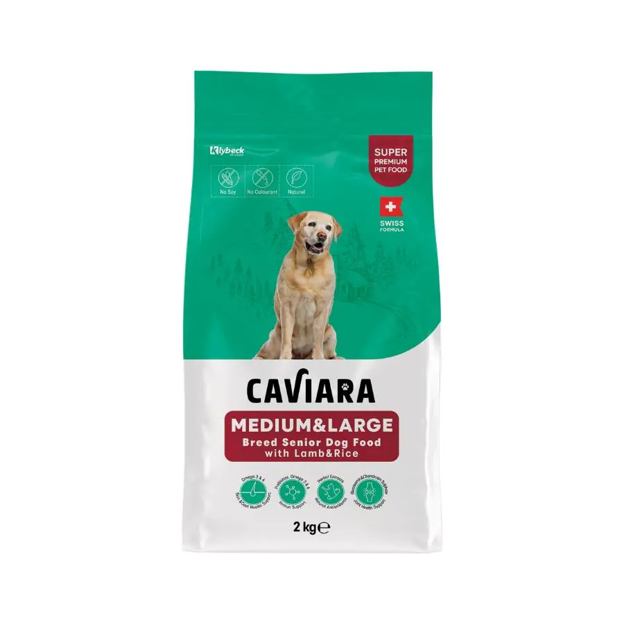 Caviara Kuzu Etli ve Pirinçli Orta ve Büyük Irk Yaşlı Köpek Maması