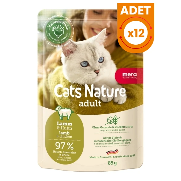Mera Cats Nature Kuzulu Pouch Yetişkin Konserve Kedi Maması - 12 Adet 85 Gr