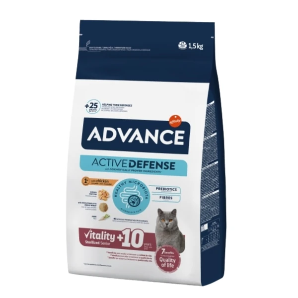 Advance Sterilised Senior +10 Yaş Kısırlaştırılmış Yaşlı Kedi Maması - 1.5 Kg