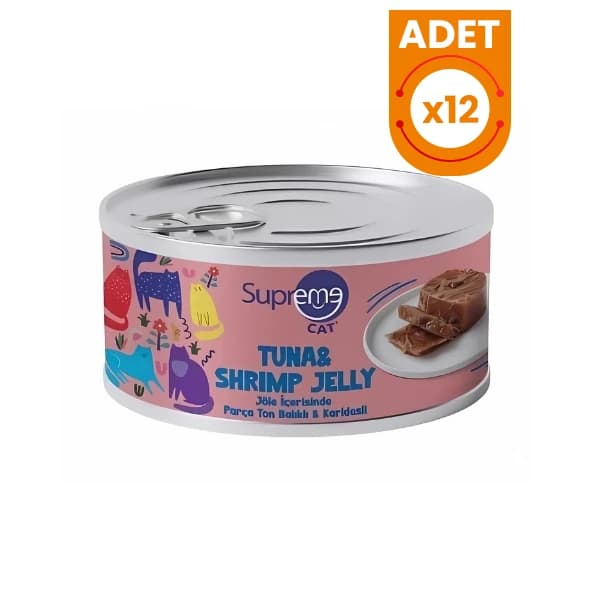 Supreme Cat Jöle İçerisinde Ton Balıklı ve Karidesli Yetişkin Kedi Konservesi