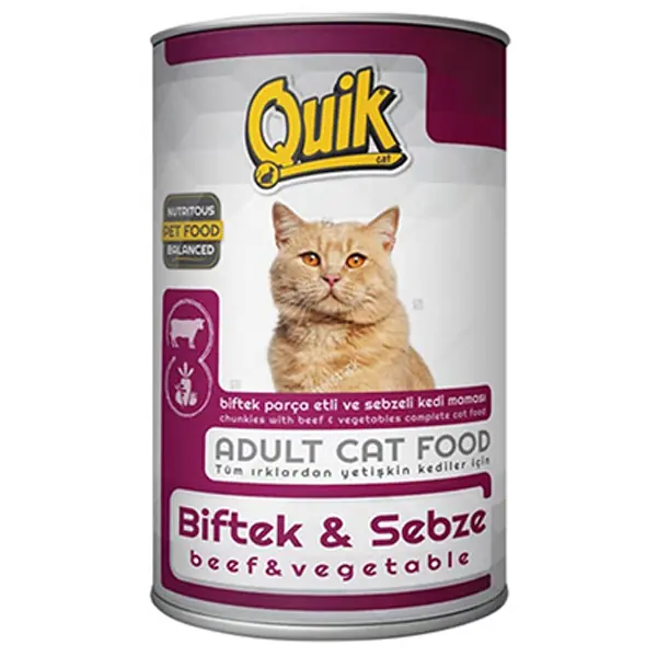 Quik Biftek ve Sebzeli Yetişkin Konserve Kedi Maması