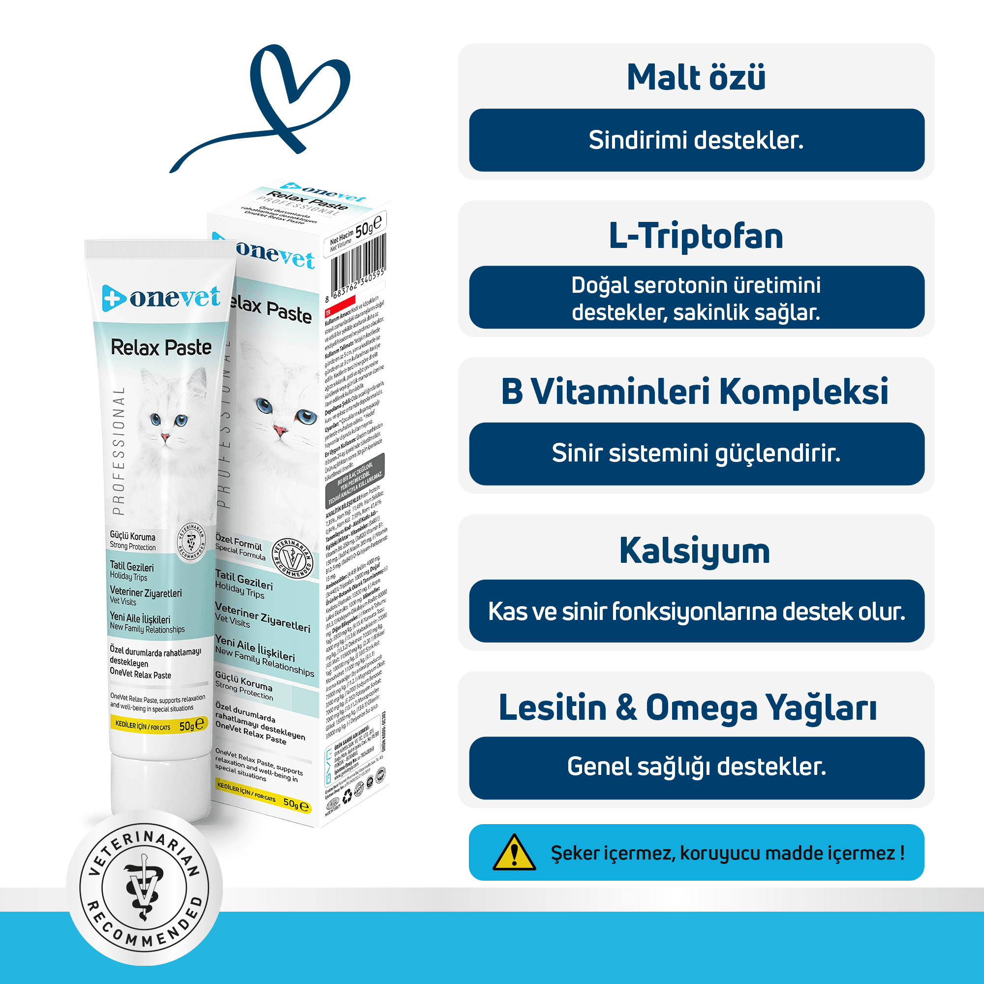 OneVet Relax Paste Stres Ve Anksiyete Azaltıcı Kedi Maltı