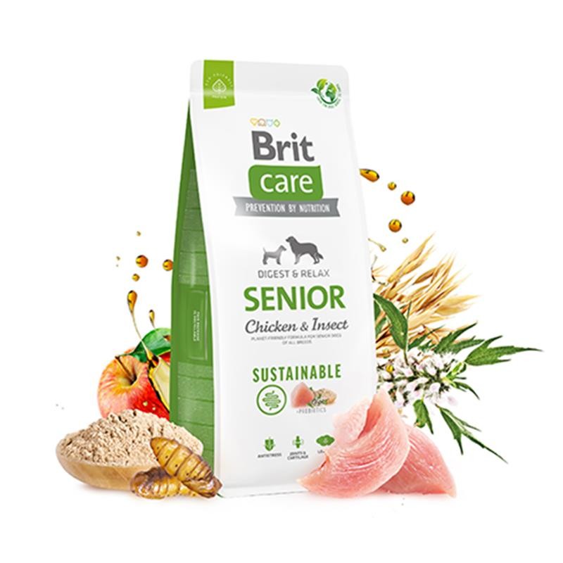 Brit Care Sustainable Tavuklu ve Böcek Proteinli Yaşlı Köpek Maması