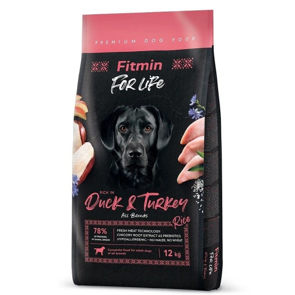 Fitmin For Life Tüm Irklar için Ördek ve Hindi Etli Yetişkin Köpek Maması
