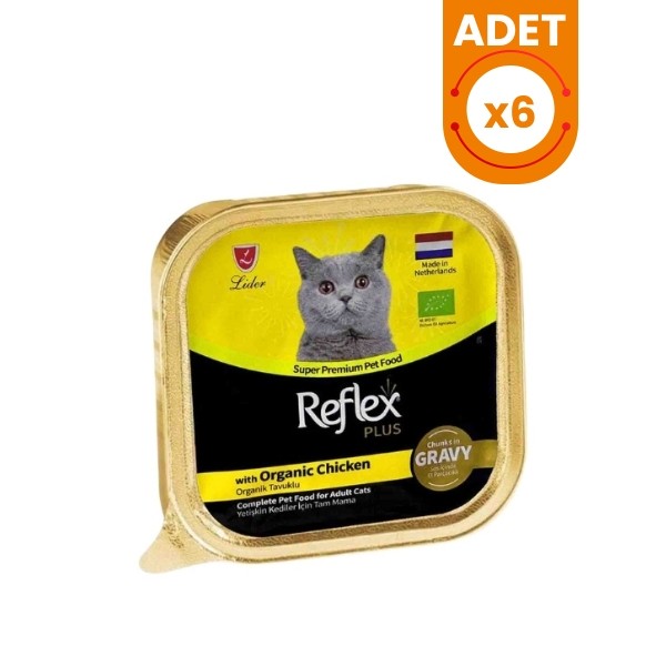 Reflex Plus Sos İçinde Parça Organik Tavuk Etli Yetişkin Konserve Kedi Maması