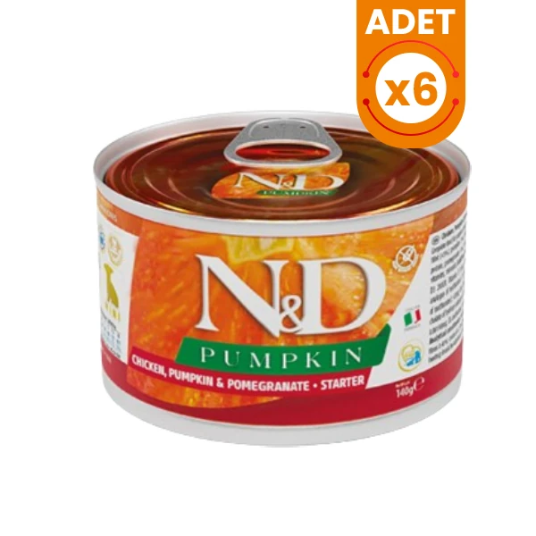 N&D Pumpkin Tavuklu ve Narlı Mini Irk Starter Yavru Konserve Yaş Köpek Maması - 6 Adet 140 Gr
