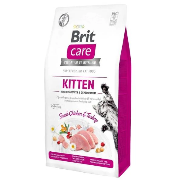 Brit Care Hipoalerjenik Kitten Tahılsız Tavuk ve Hindili Yavru Kedi Maması - 6+1 Kg