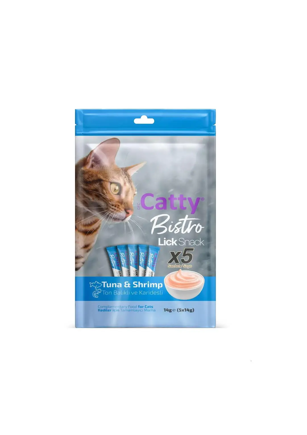Catty Bistro Ton Balıklı ve Karidesli Yetişkin Kedi Krema Ödülü 5 x