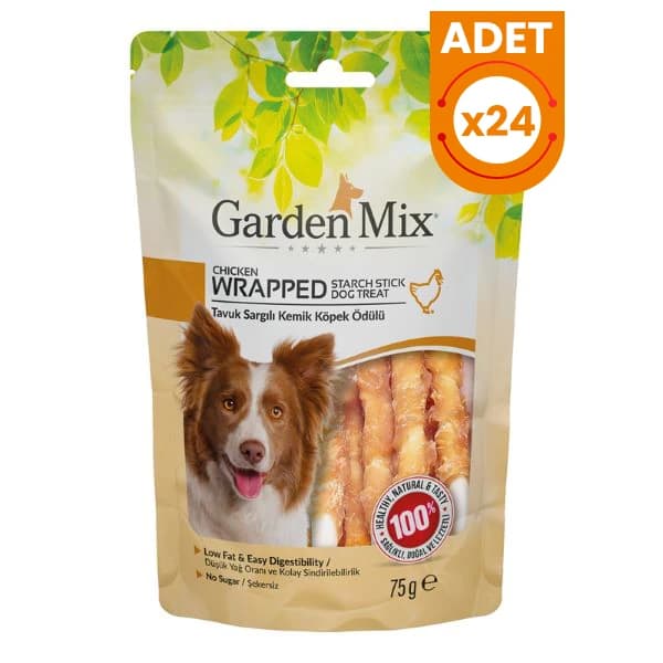 Garden Mix Tavuk Eti Sargılı Kemik Düşük Yağlı Şekersiz Stick Köpek Ödül Maması