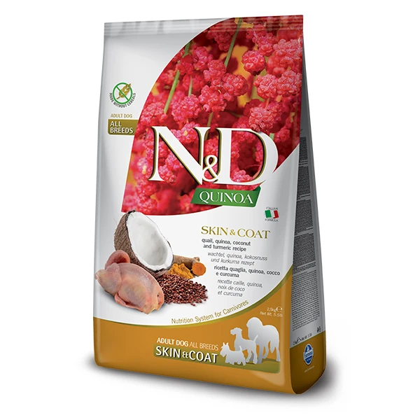 N&D Quinoa Skin Coat Bıldırcın Yetişkin Köpek Maması - 7 Kg