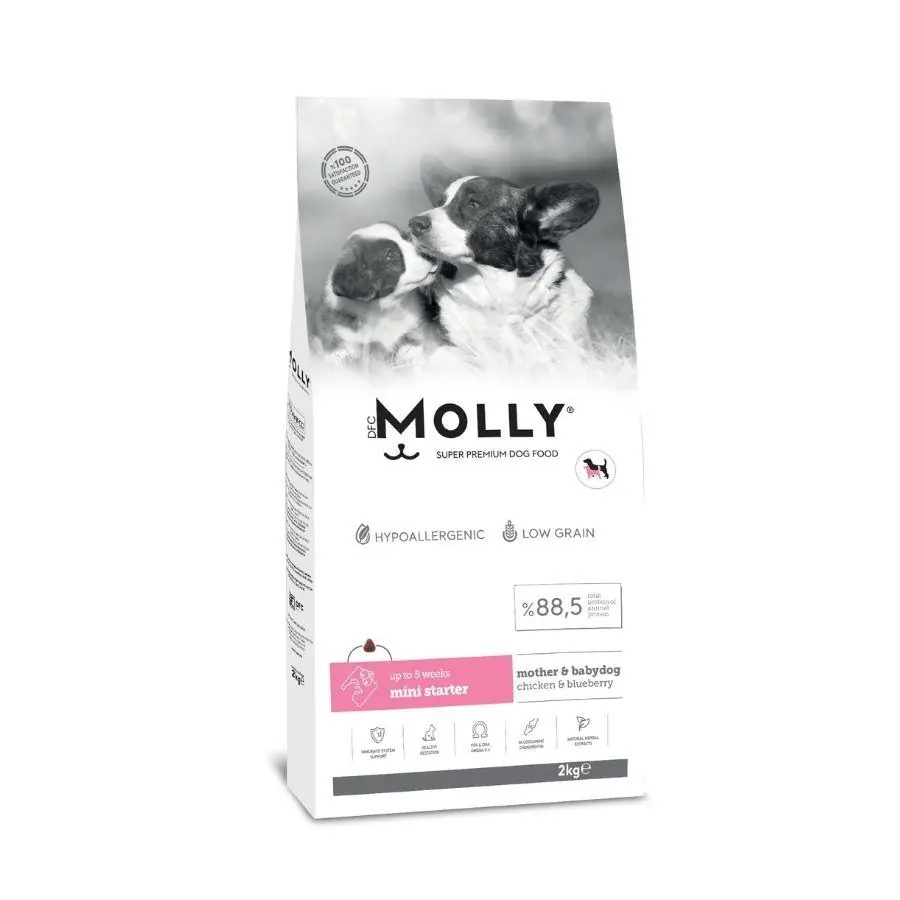 Molly Düşük Tahıllı Hypoallergenic Tavuklu ve Yaban Mersinli Küçük Irk Anne ve Yavru Köpek Maması
